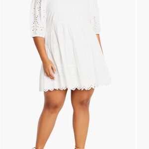 City Chic White Eyelet Midi Dress